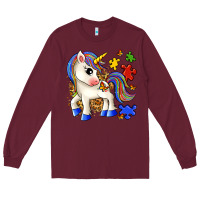 Burgundy autism unicorn Long Sleeve Tee - Zillion Design Studio