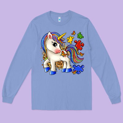 Autism Unicorn Long Sleeve Tee Designed By Zillion Design Studio
