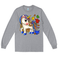 Heather Grey autism unicorn Long Sleeve Tee - Zillion Design Studio