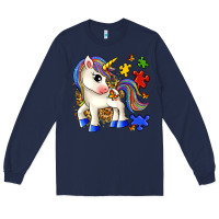 Navy autism unicorn Long Sleeve Tee - Zillion Design Studio