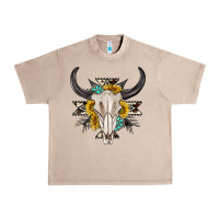 French Oak cow aztec western bull skull Urban Heavy Tee - texasbilliewilder