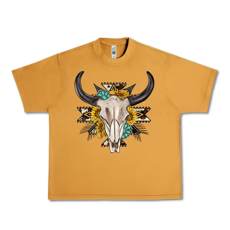 Cow Aztec Western Bull Skull Urban Heavy Tee by texasbilliewilder | Teevron