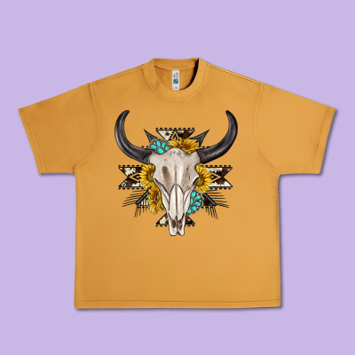 Urban Heavy Tee cow aztec western bull skull