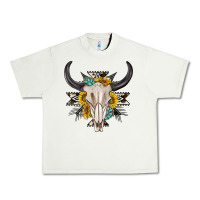 Pistachio cow aztec western bull skull Urban Heavy Tee - texasbilliewilder