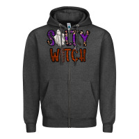 Charcoal Heather Salty Witch Zipper Hoodie - CowhideDigitalArt