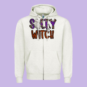 Salty Witch Zipper Hoodie Designed By Cowhidedigitalart