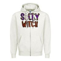 Oatmeal Heather Salty Witch Zipper Hoodie - CowhideDigitalArt