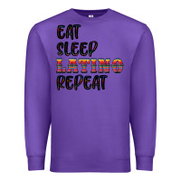 Purple eat sleep latino repeat Premium Sweatshirt - BundleAndBundleShop