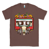 Chestnut bull skull sunflower floral cassette Classic Tee - FaDigitalArtStudio