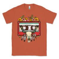 Copper bull skull sunflower floral cassette Classic Tee - FaDigitalArtStudio