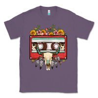 Lavender bull skull sunflower floral cassette Classic Tee - FaDigitalArtStudio