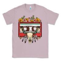 Lilac bull skull sunflower floral cassette Classic Tee - FaDigitalArtStudio