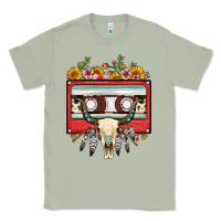 Bull Skull Sunflower Floral Cassette Classic Tee | Teevron