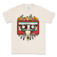 Natural bull skull sunflower floral cassette Classic Tee - FaDigitalArtStudio