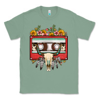 Sage bull skull sunflower floral cassette Classic Tee - FaDigitalArtStudio