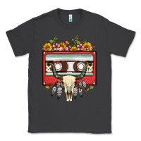 Smoke bull skull sunflower floral cassette Classic Tee - FaDigitalArtStudio