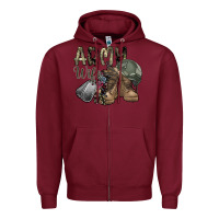Burgundy army wife Zipper Hoodie - SublimationCraftShop
