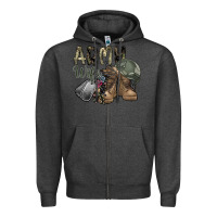 Charcoal Heather army wife Zipper Hoodie - SublimationCraftShop