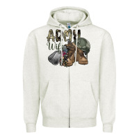 Oatmeal Heather army wife Zipper Hoodie - SublimationCraftShop