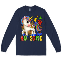 Navy au some unicorn Long Sleeve Tee - Zillion Design Studio