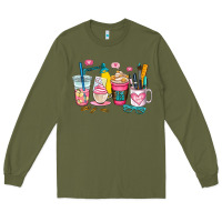 Army Green teacher coffee cup Long Sleeve Tee - AdoDesignShop
