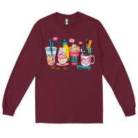 Burgundy teacher coffee cup Long Sleeve Tee - AdoDesignShop
