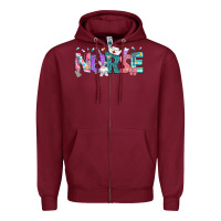 Burgundy Easter Nurse Easter Day Zipper Hoodie - Neo Western
