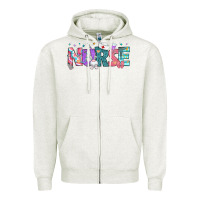 Oatmeal Heather Easter Nurse Easter Day Zipper Hoodie - Neo Western