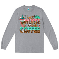 Heather Grey half nurse half coffee Long Sleeve Tee - texasbilliewilder