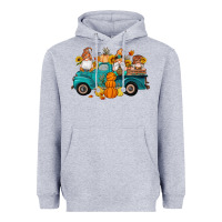 Heather Grey fall gnomes truck pumpkin sunflowers Heavyweight Hoodie - Artiststas