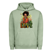 Pigment Oil Green black afro boy love Urban Hoodie - NancyCooperArtShop