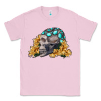 Bubblegum Pink skull with sunflowers Classic Tee - RanaPortraitStore