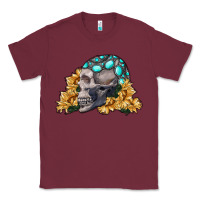 Burgundy skull with sunflowers Classic Tee - RanaPortraitStore