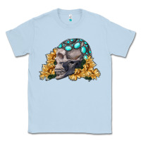 Dusty Blue skull with sunflowers Classic Tee - RanaPortraitStore