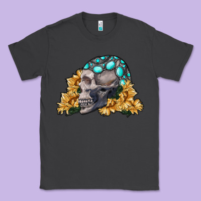 Skull With Sunflowers Classic Tee Designed By Ranaportraitstore