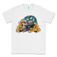 White skull with sunflowers Classic Tee - RanaPortraitStore