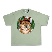 Oil Green Shiba Inu Christmas Urban Heavy Tee - RanaPortraitStore
