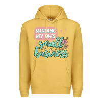 Antique Gold minding my own small business Premium Hoodie - MaliasSmallBusiness