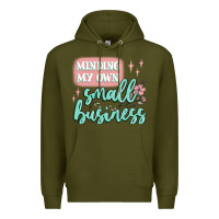 Army Green minding my own small business Premium Hoodie - MaliasSmallBusiness