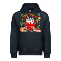 Navy cup of chocolate and cookies Urban Hoodie - MaliasSmallBusiness