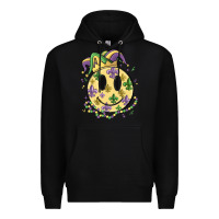 Black smiley face mardi gras Premium Hoodie - MaliasSmallBusiness