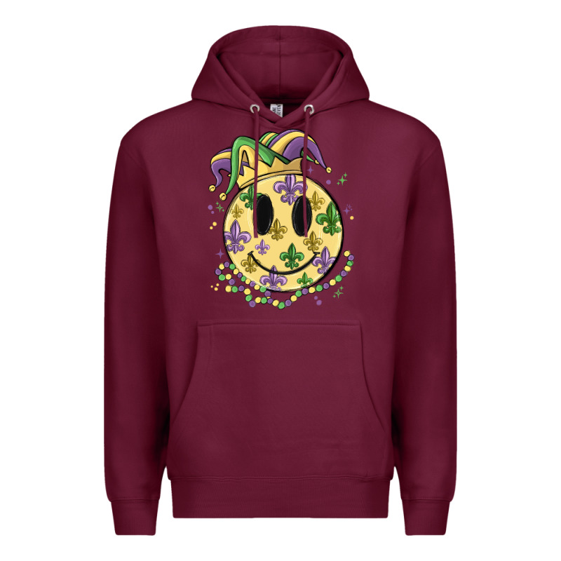 Smiley Face Mardi Gras Premium Hoodie by MaliasSmallBusiness | Teevron