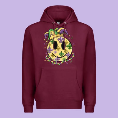 Smiley Face Mardi Gras Premium Hoodie Designed By Maliassmallbusiness