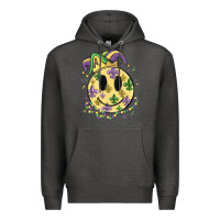 Charcoal Heather smiley face mardi gras Premium Hoodie - MaliasSmallBusiness