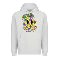 Dove Grey smiley face mardi gras Premium Hoodie - MaliasSmallBusiness