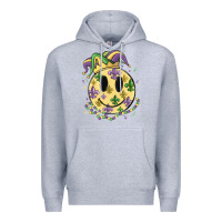 Heather Grey smiley face mardi gras Premium Hoodie - MaliasSmallBusiness