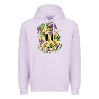 Lilac smiley face mardi gras Premium Hoodie - MaliasSmallBusiness