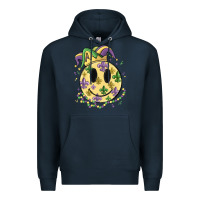 Navy smiley face mardi gras Premium Hoodie - MaliasSmallBusiness