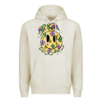 Oatmeal Heather smiley face mardi gras Premium Hoodie - MaliasSmallBusiness