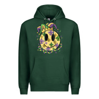 Sports Green smiley face mardi gras Premium Hoodie - MaliasSmallBusiness